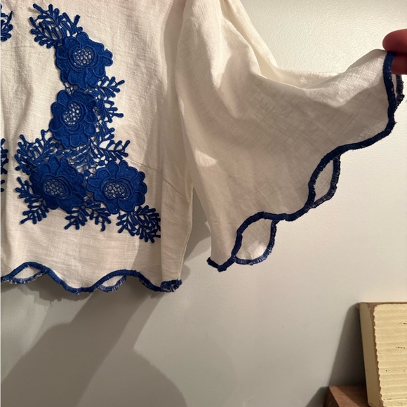 Vestique White and Blue Embroidered Crop Top - Picture 4 of 4